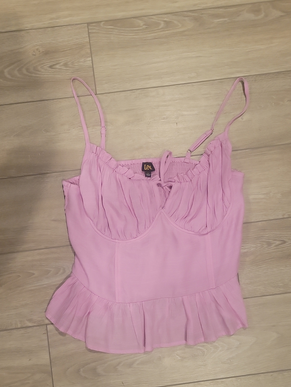 Lee Light Pink Ruffle-Hem Spaghetti Strap Camisole